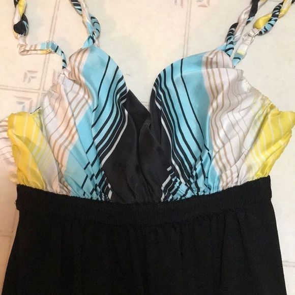 BEBE Black Stretchy Silk Top Party Dress - Picture 7 of 10